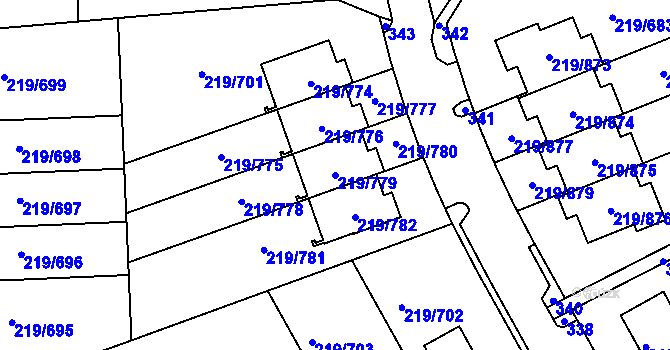 Parcela st. 219/779 v KÚ Pitkovice, Katastrální mapa