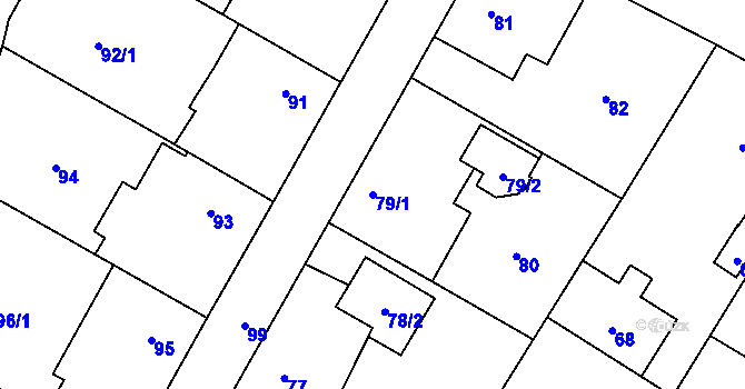 Parcela st. 79/1 v KÚ Pitkovice, Katastrální mapa