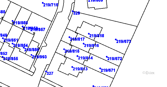 Parcela st. 219/816 v KÚ Pitkovice, Katastrální mapa