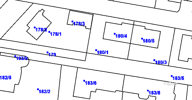 Parcela st. 180/1 v KÚ Pitkovice, Katastrální mapa