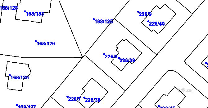 Parcela st. 226/8 v KÚ Pitkovice, Katastrální mapa