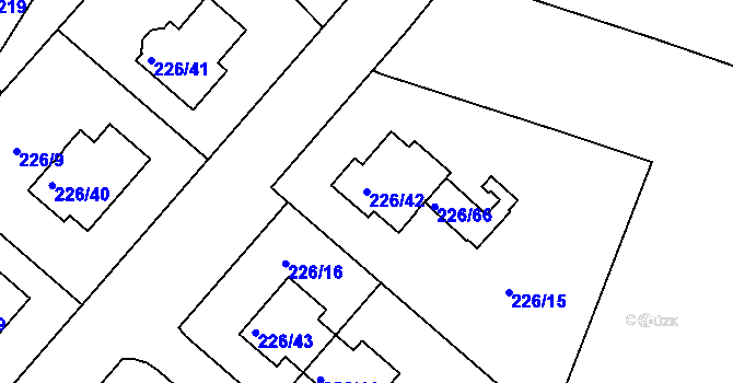 Parcela st. 226/42 v KÚ Pitkovice, Katastrální mapa