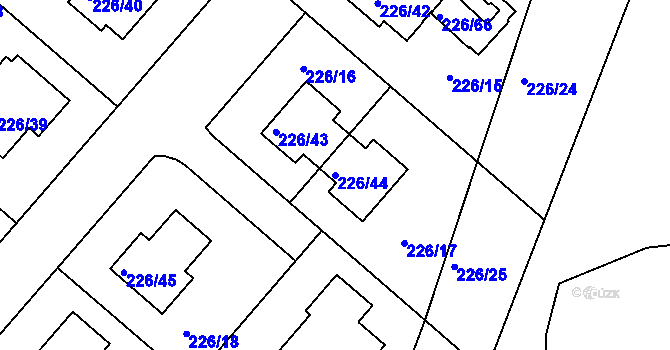 Parcela st. 226/44 v KÚ Pitkovice, Katastrální mapa