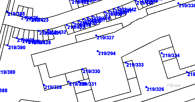 Parcela st. 219/294 v KÚ Pitkovice, Katastrální mapa