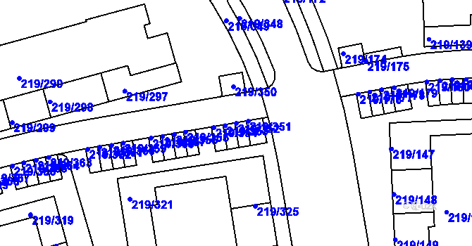 Parcela st. 219/352 v KÚ Pitkovice, Katastrální mapa