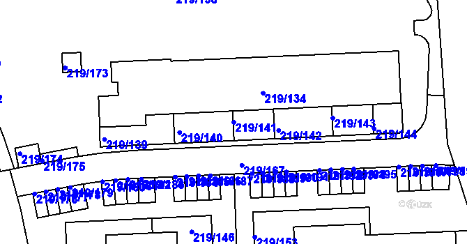 Parcela st. 219/141 v KÚ Pitkovice, Katastrální mapa