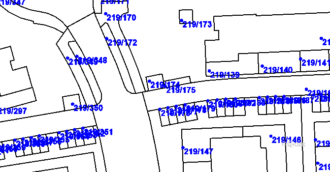 Parcela st. 219/175 v KÚ Pitkovice, Katastrální mapa