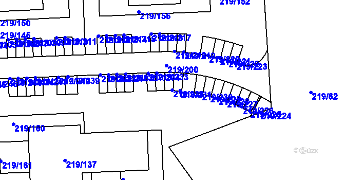 Parcela st. 219/232 v KÚ Pitkovice, Katastrální mapa