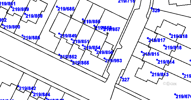 Parcela st. 219/856 v KÚ Pitkovice, Katastrální mapa