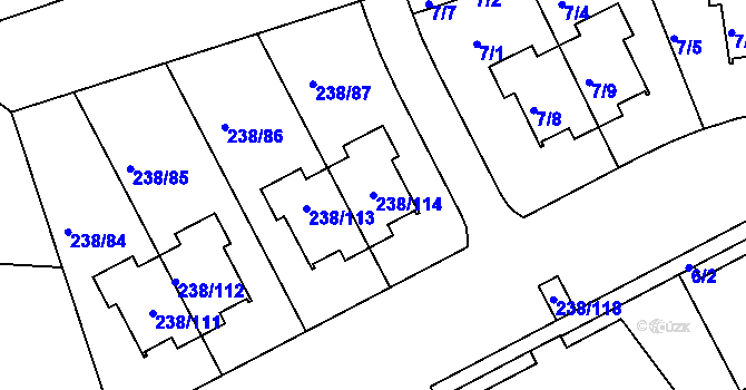 Parcela st. 238/114 v KÚ Pitkovice, Katastrální mapa