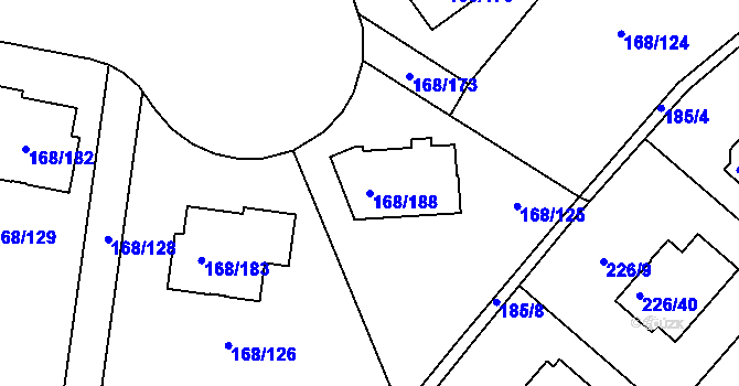 Parcela st. 168/188 v KÚ Pitkovice, Katastrální mapa