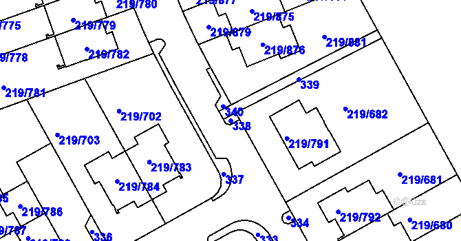 Parcela st. 338 v KÚ Pitkovice, Katastrální mapa