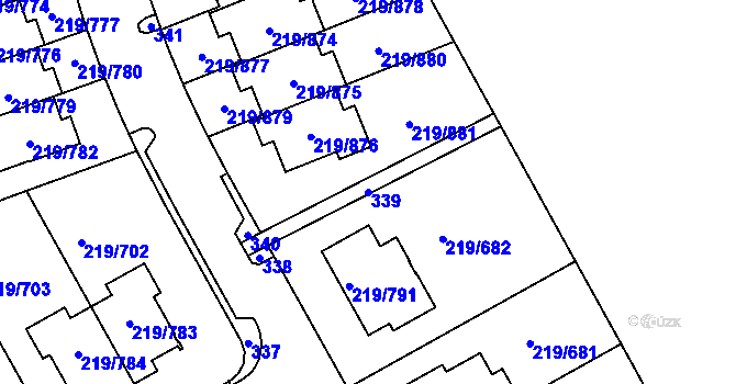 Parcela st. 339 v KÚ Pitkovice, Katastrální mapa