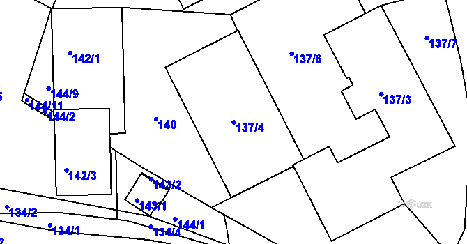 Parcela st. 137/4 v KÚ Pitkovice, Katastrální mapa
