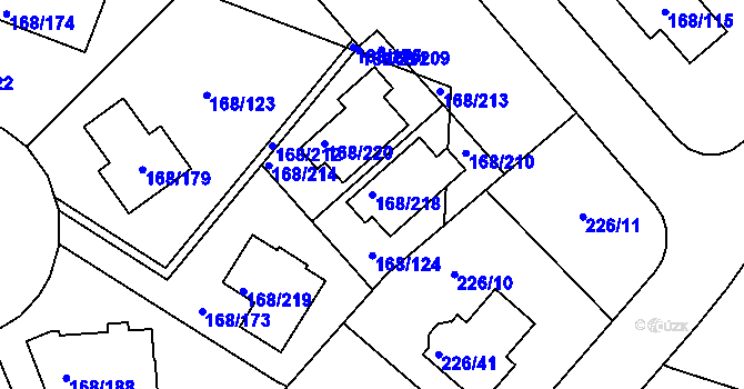 Parcela st. 168/218 v KÚ Pitkovice, Katastrální mapa