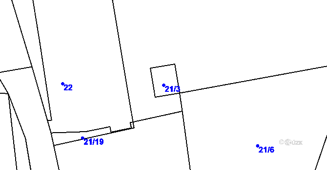 Parcela st. 21/3 v KÚ Uhříněves, Katastrální mapa
