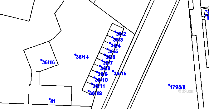 Parcela st. 36/6 v KÚ Uhříněves, Katastrální mapa