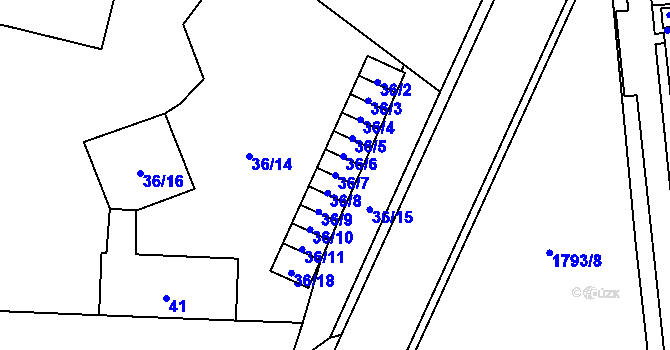 Parcela st. 36/7 v KÚ Uhříněves, Katastrální mapa