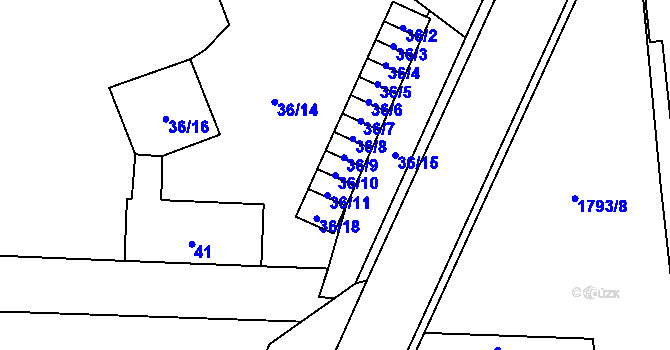 Parcela st. 36/10 v KÚ Uhříněves, Katastrální mapa