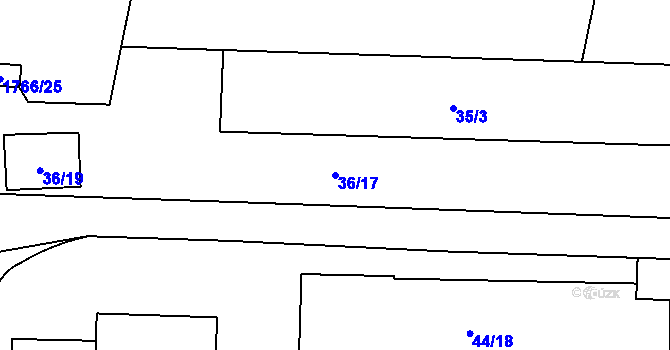 Parcela st. 36/17 v KÚ Uhříněves, Katastrální mapa