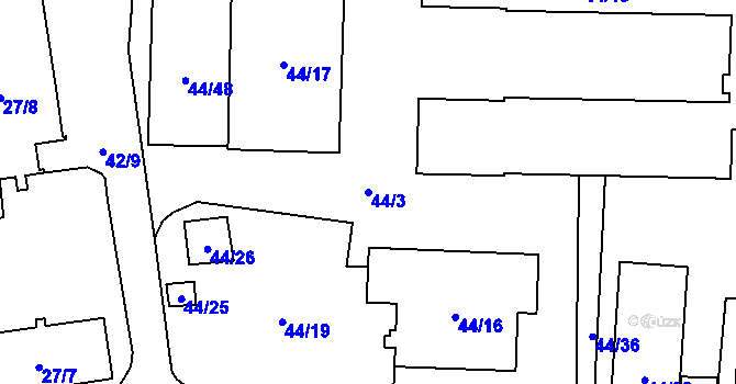 Parcela st. 44/3 v KÚ Uhříněves, Katastrální mapa