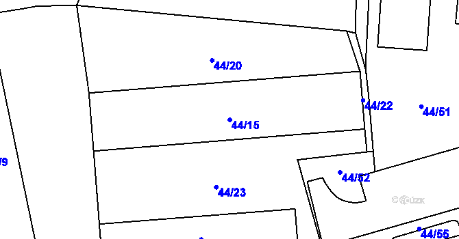 Parcela st. 44/15 v KÚ Uhříněves, Katastrální mapa