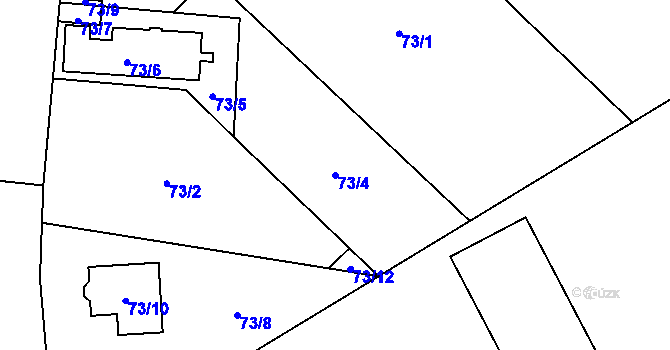 Parcela st. 73/4 v KÚ Uhříněves, Katastrální mapa