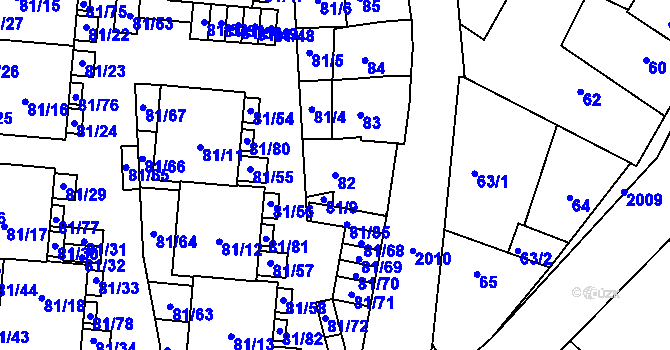 Parcela st. 82 v KÚ Uhříněves, Katastrální mapa