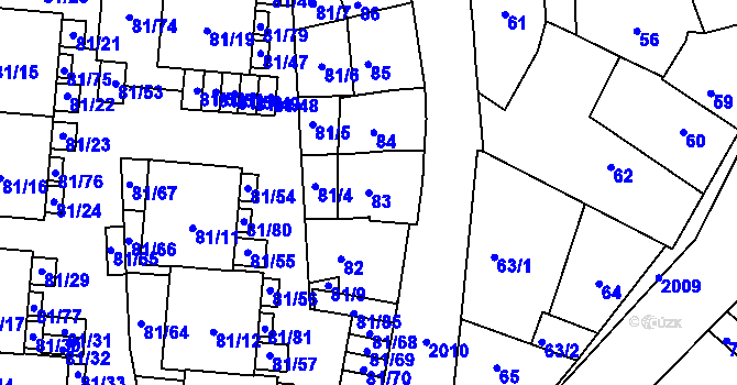 Parcela st. 83 v KÚ Uhříněves, Katastrální mapa