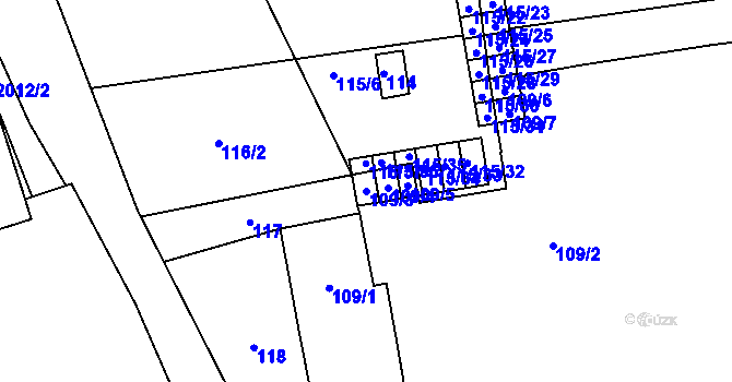 Parcela st. 109/3 v KÚ Uhříněves, Katastrální mapa