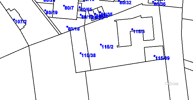 Parcela st. 115/2 v KÚ Uhříněves, Katastrální mapa