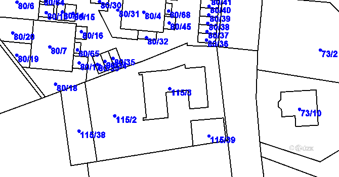 Parcela st. 115/3 v KÚ Uhříněves, Katastrální mapa