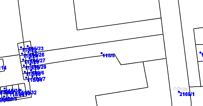Parcela st. 115/5 v KÚ Uhříněves, Katastrální mapa