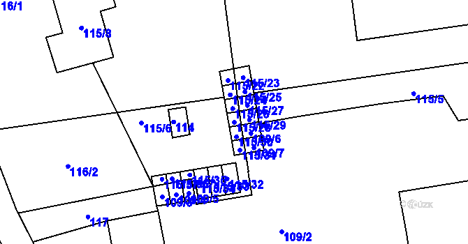 Parcela st. 115/28 v KÚ Uhříněves, Katastrální mapa