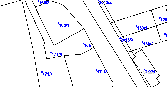 Parcela st. 165 v KÚ Uhříněves, Katastrální mapa