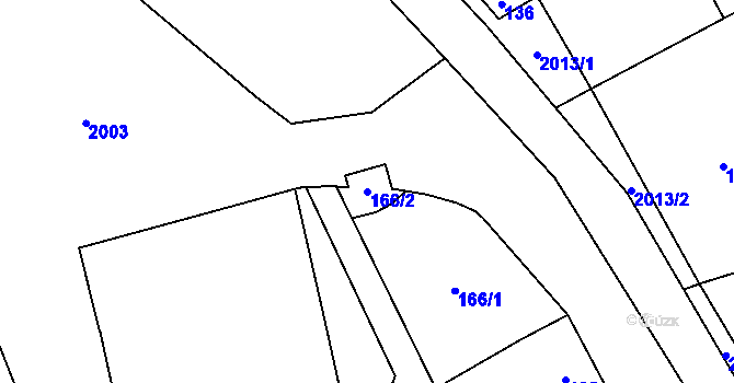 Parcela st. 166/2 v KÚ Uhříněves, Katastrální mapa