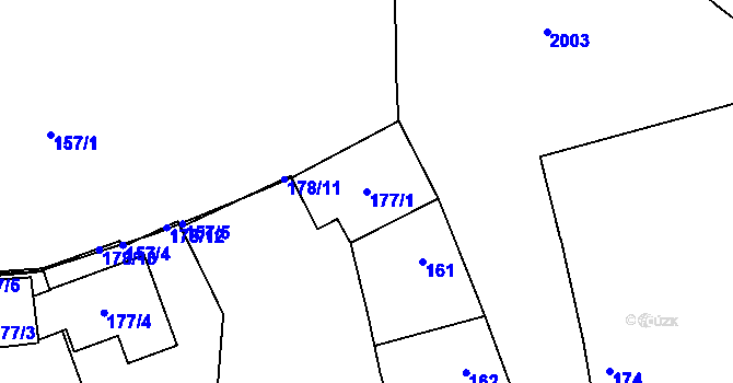 Parcela st. 177/1 v KÚ Uhříněves, Katastrální mapa