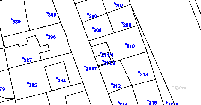 Parcela st. 211/1 v KÚ Uhříněves, Katastrální mapa