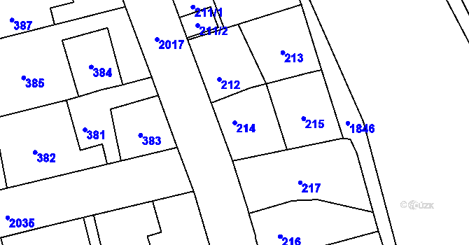 Parcela st. 214 v KÚ Uhříněves, Katastrální mapa
