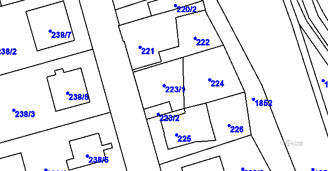 Parcela st. 223/1 v KÚ Uhříněves, Katastrální mapa