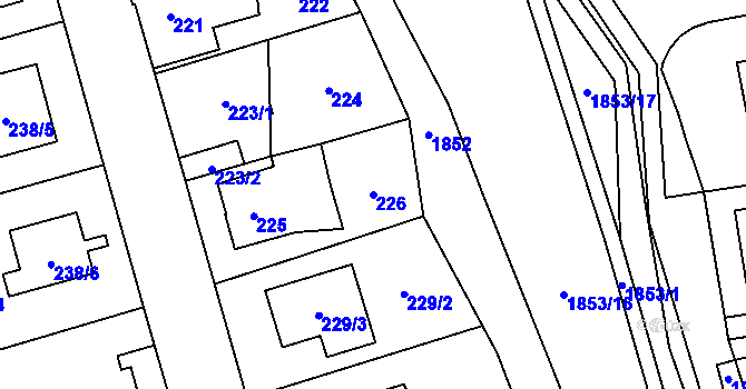 Parcela st. 226 v KÚ Uhříněves, Katastrální mapa