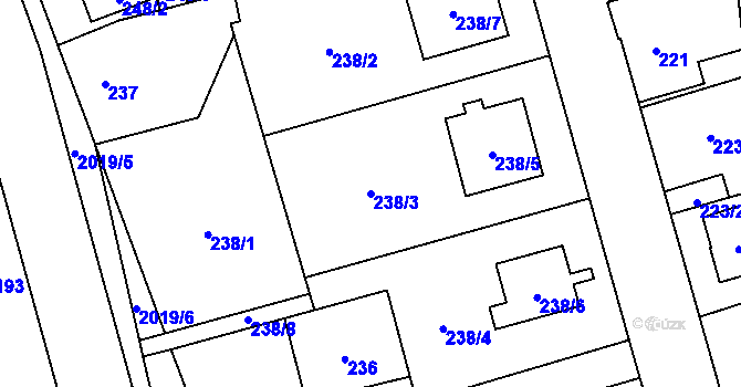 Parcela st. 238/3 v KÚ Uhříněves, Katastrální mapa