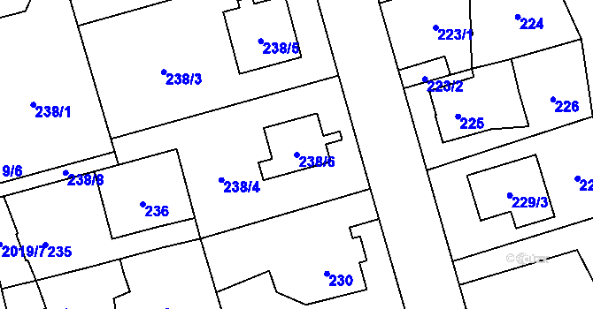 Parcela st. 238/6 v KÚ Uhříněves, Katastrální mapa