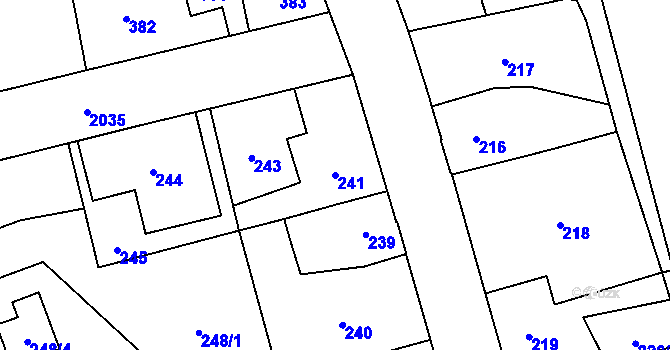 Parcela st. 241 v KÚ Uhříněves, Katastrální mapa