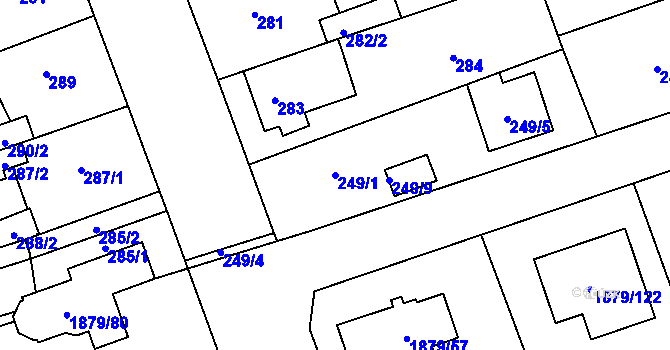 Parcela st. 249/1 v KÚ Uhříněves, Katastrální mapa