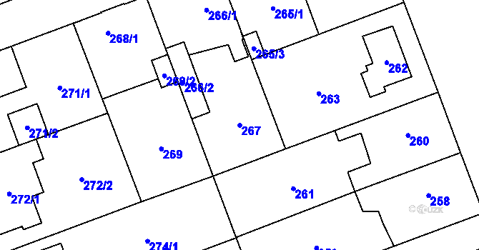 Parcela st. 267 v KÚ Uhříněves, Katastrální mapa