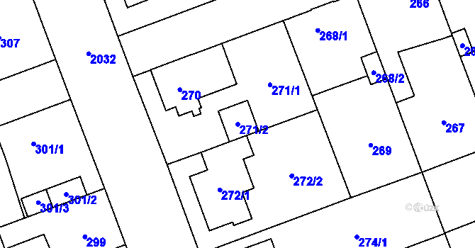 Parcela st. 271/2 v KÚ Uhříněves, Katastrální mapa