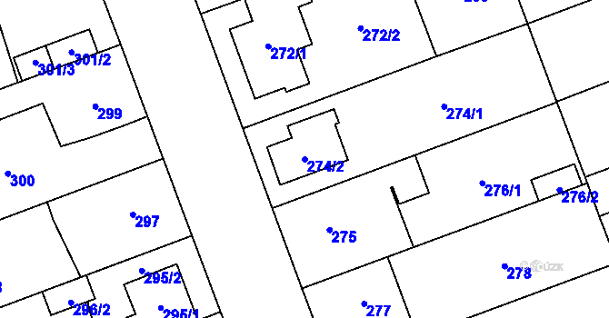 Parcela st. 274/2 v KÚ Uhříněves, Katastrální mapa