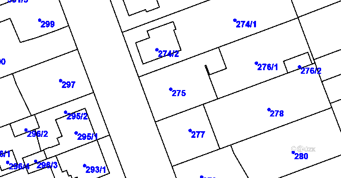 Parcela st. 275 v KÚ Uhříněves, Katastrální mapa