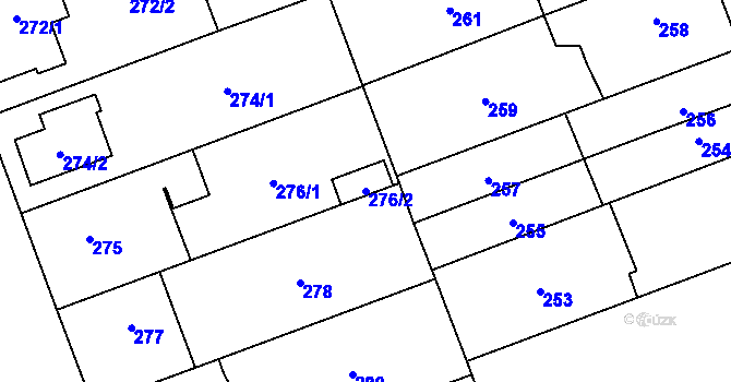 Parcela st. 276/2 v KÚ Uhříněves, Katastrální mapa